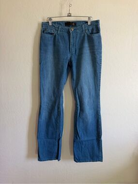 Vintage Just Cavalli Metallic Blue Wash Flare Leg Jeans Size 29